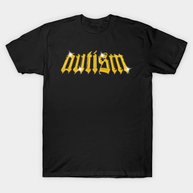 Autism 3D Chrome Typeface Effect T-Shirt by mia_me